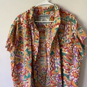 Colorful Geometric Pattern Hawaiian Button Up Shirt
